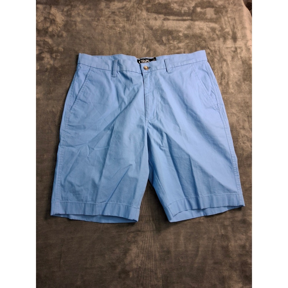 Chaps Mens Light Blue Stretch Cotton Twill Flat Front Chino Shorts Size 34